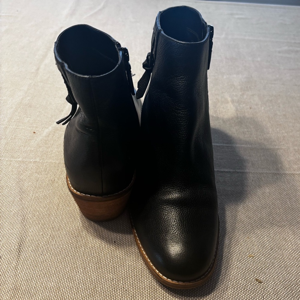 Black genuine leather booties